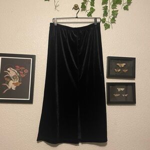 Vintage Black Velvet Midi Skirt